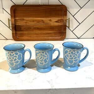 Abbey Hill Flower Wax Blue pattern mugs stoneware Cottagecore Modern Farmhouse